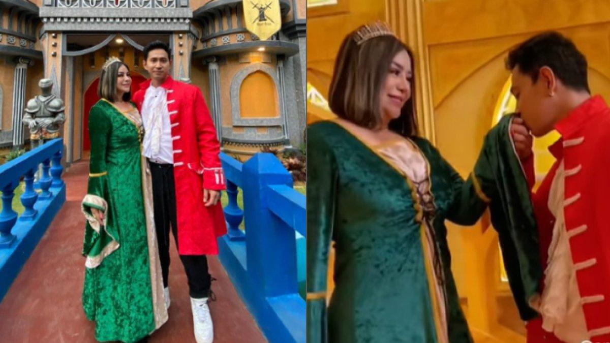Anisa dan Edwin tampak serasi dalam balutan kostum raja dan ratu.
