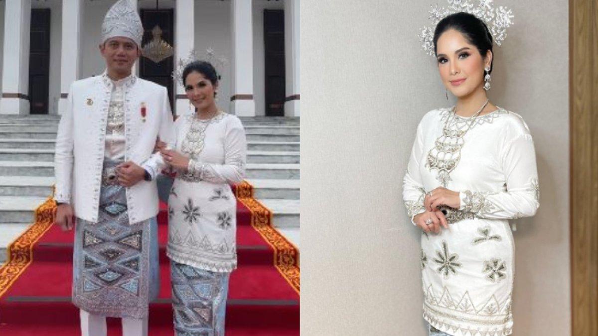 Annisa Pohan mengenakan baju adat Kotawaringin Barat, Kalimantan Tengah.