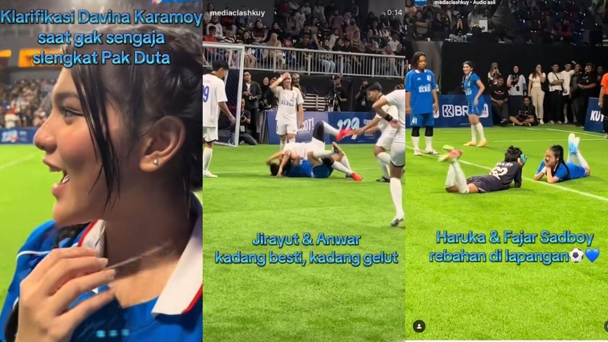 Anwar dan Jirayut bergelut di tengah lapangan