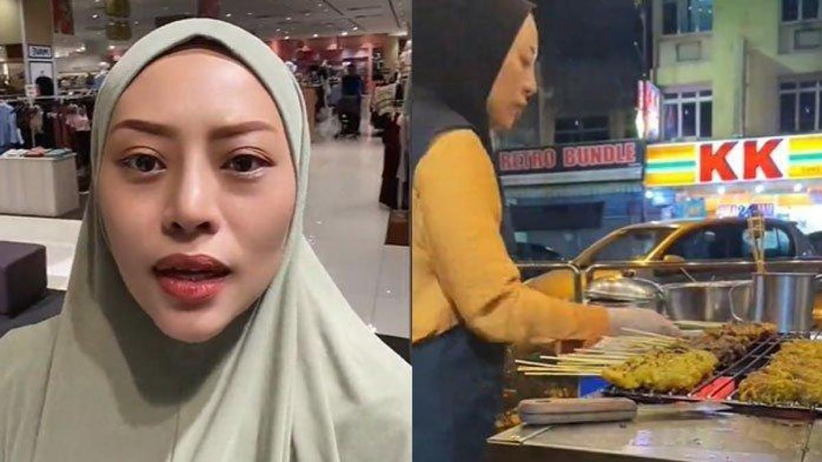 JUALAN SATE - Artis Sharisa Haris pensiun dari televisi, kini memutuskan untuk menjadi penjual sate