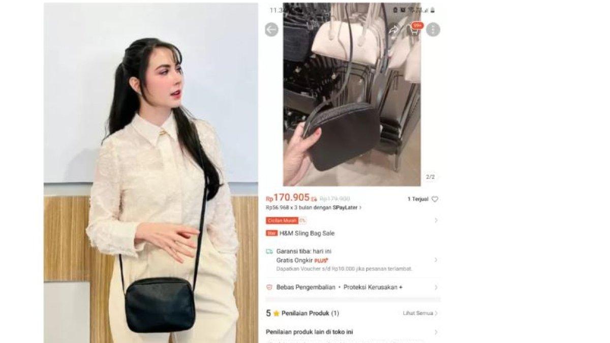 TAS MURAH ARUMI BACHSIN - Arumi Bachsin hanya membawa tas selempang kecil berwarna hitam yang ia beli melalui Shopee seharga Rp 179 ribu.