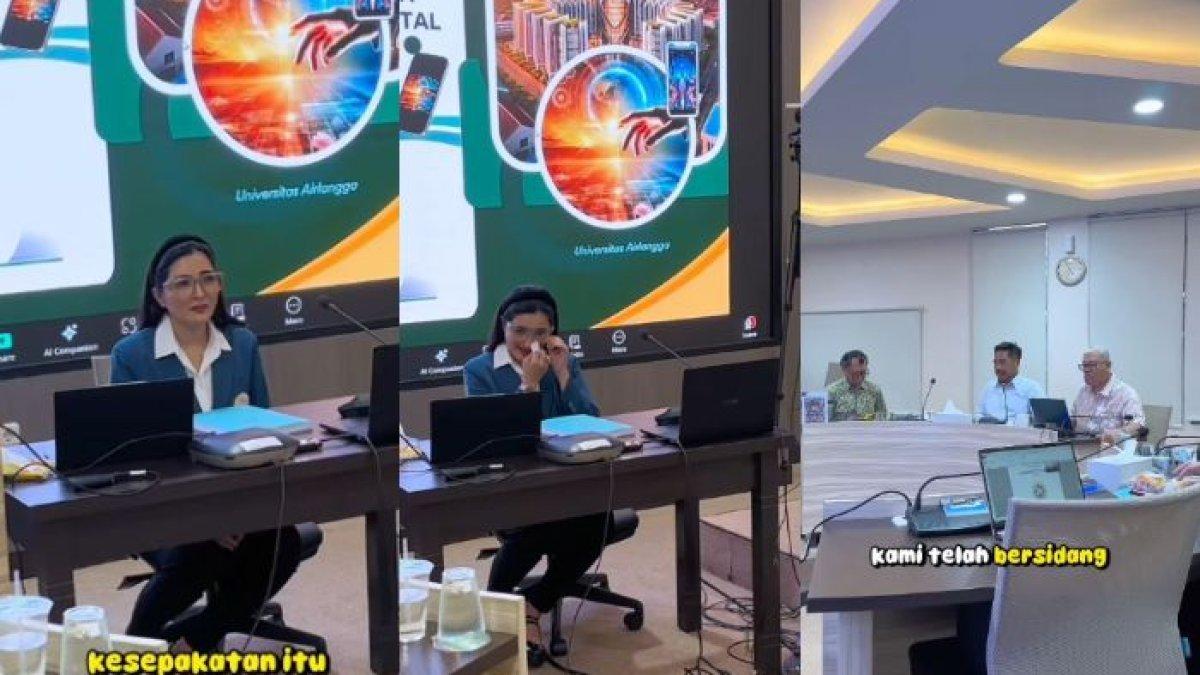 ASHANTY LULUS UJIAN DISERTASI - Ashanty tampak mempresentasikan hasil kerja kerasnya di hadapan para dosen penguji.