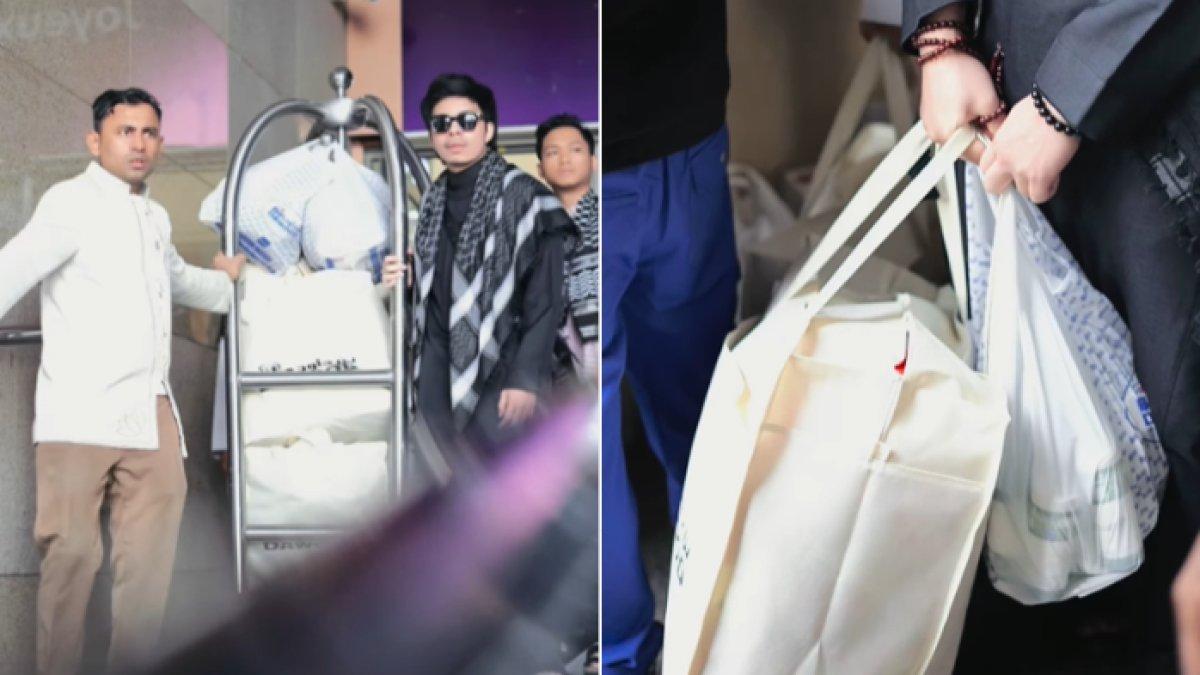 Atta menyiapkan takjil yang begitu banyak, sampai dibawa menggunakan luggage trolley.