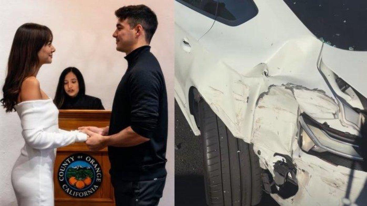 Aurelie Moeremans dan Tyler Beginho mengalami kecelakaan lalu lintas di Amerika Serikat pada Senin (13/1/2025).