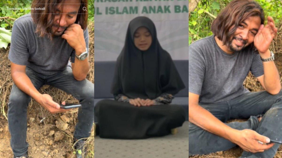 Ayah berpenampilan bak preman ini menangis saat melihat anaknya berhasil jadi hafizah hafal 30 juz Al Quran