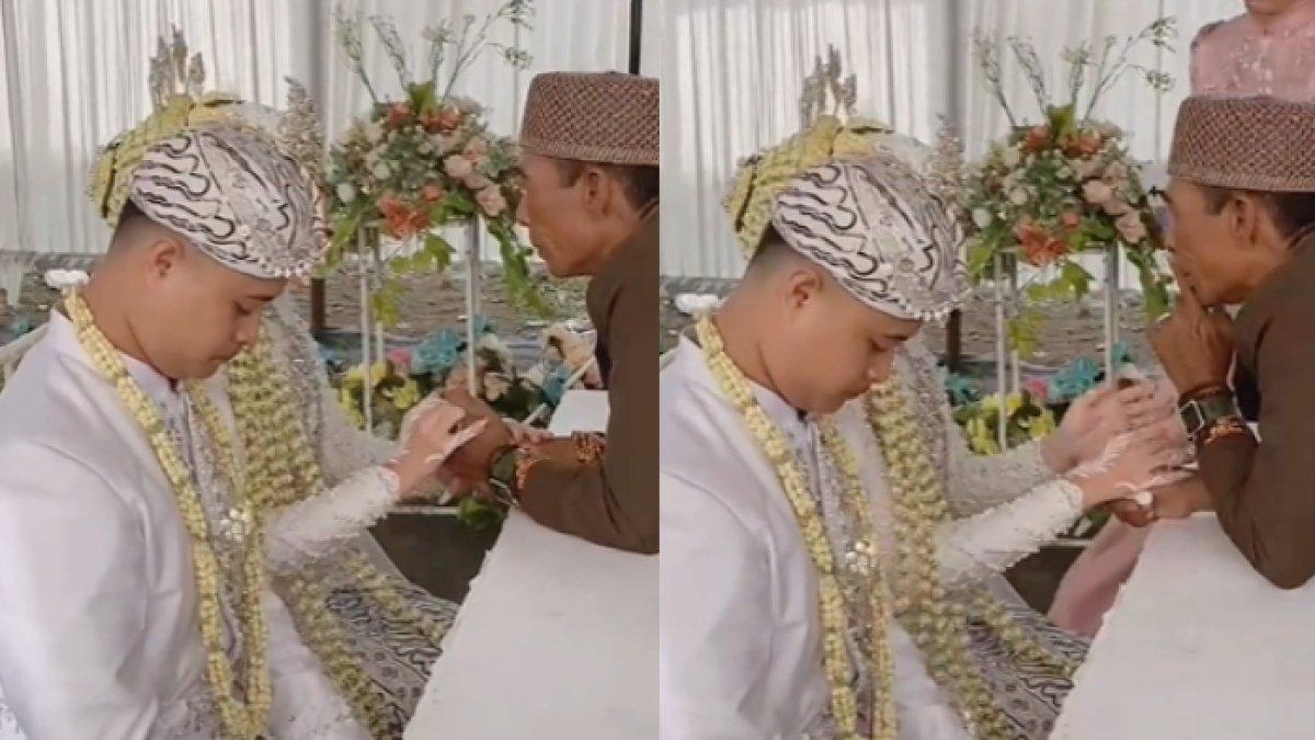 Ayah kandung berusaha tenangkan mempelai wanita