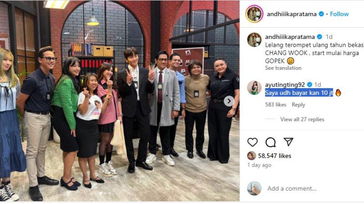 Ayu Ting Ting berani menawar terompet bekas Ji Chang Wook senilai Rp 10 juta.