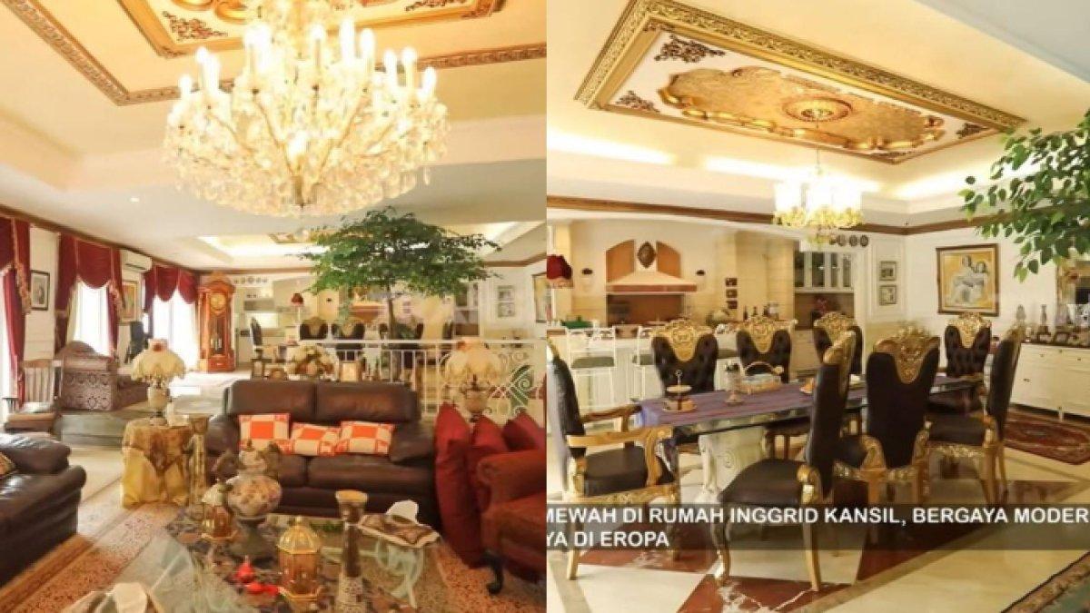 Bagian dalam rumah Inggrid Kansil dengan nuansa Eropa modern klasik.