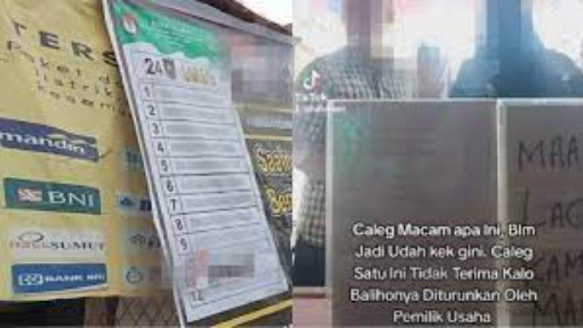 Baliho dibuang ke tong sampah, caleg DPRD Medan ngamuk ke pemilik warung