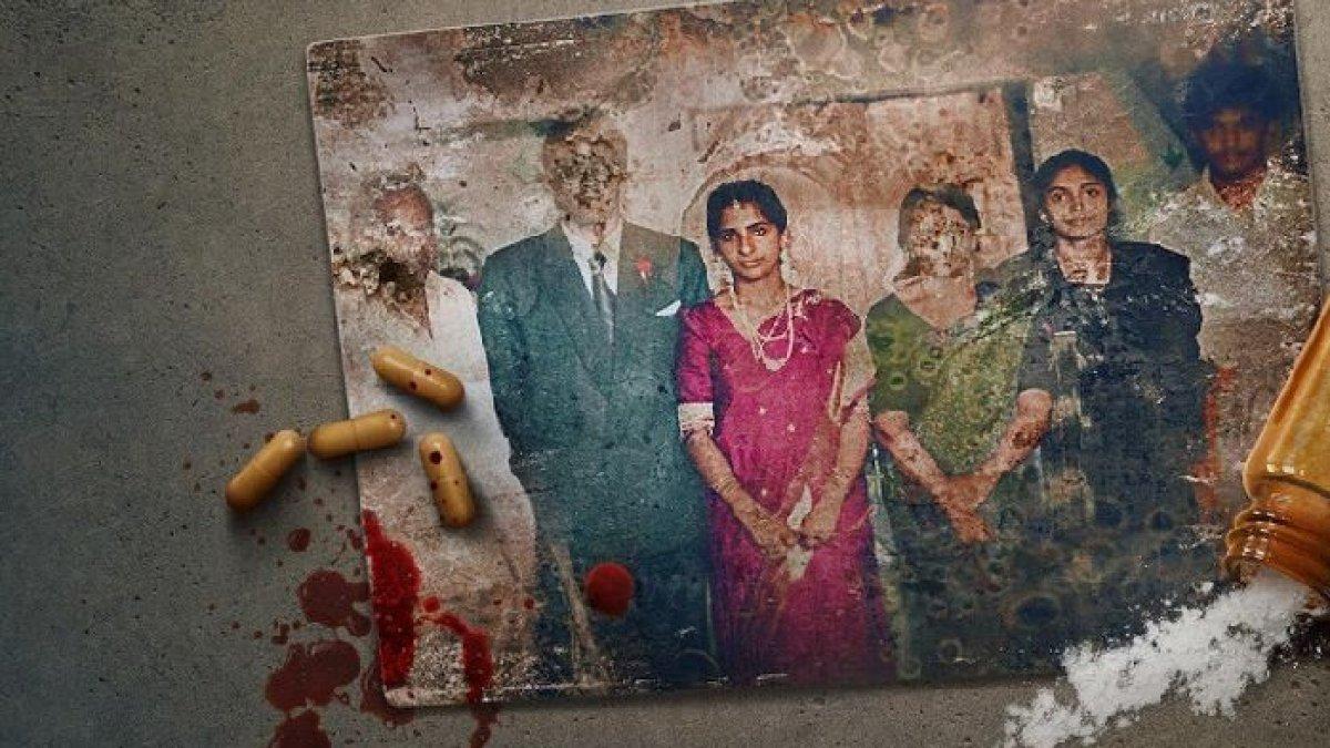 Banner film Curry & Cyanide: The Jolly Joseph Case, kisah wanita di India racuni anggota keluarga dengan Sianida selama belasan tahun.