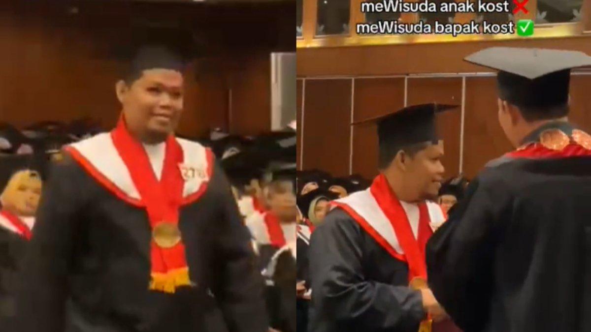 Bapak kost saat jalani wisuda