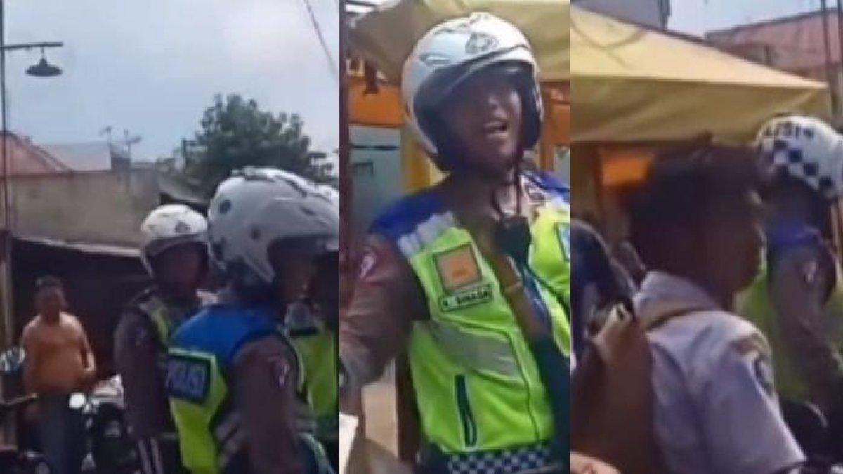 Beredar sebuah video yang memperlihatkan anggota Polisi Lalu Lintas (Polantas) menilang anak sekolah.