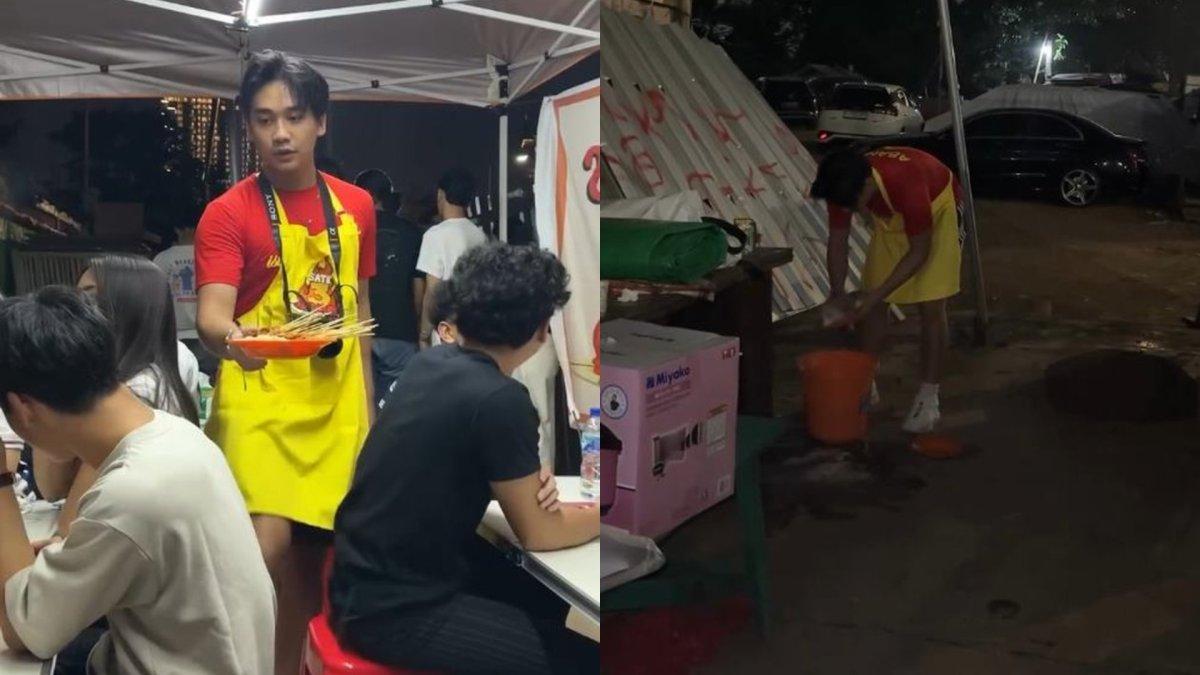 Anak Nola Be3, Bevan buka warung di pinggir jalan, tak gengsi layani pembeli dan cuci piring.