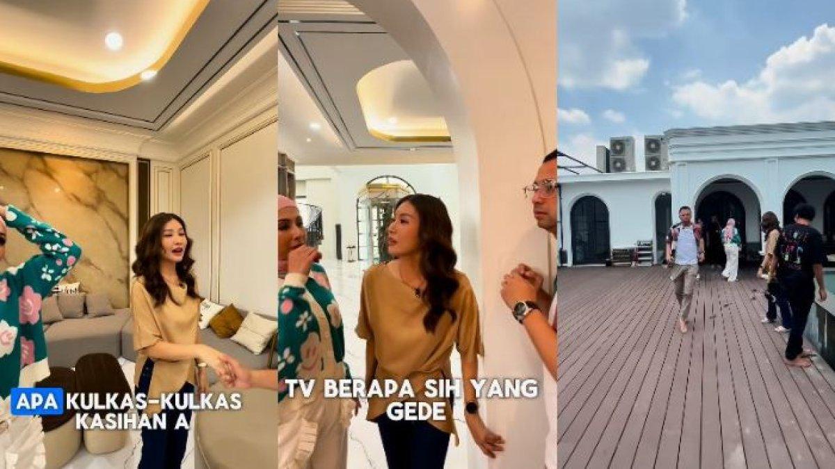 Bisa dilihat, lantai rumah mewah Sarwendah itu dilapisi marmer.