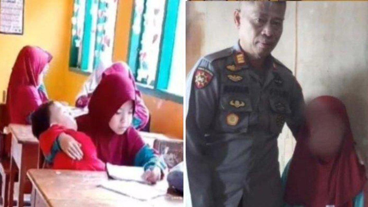 Bocah SD di Sinjai gendong adiknya ke sekolah setiap hari, ibu meninggal, dari keluarga kurang mampu.