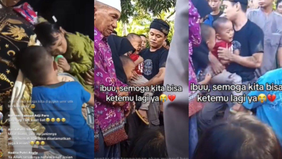 Bocah sedih di pemakaman ibu