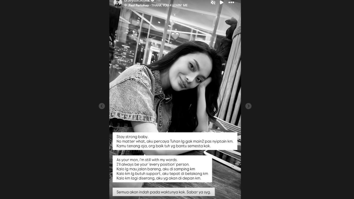 BERI DUKUNGAN KEKASIH - Bravy menyatakan akan tetap berada di sisi Erika dalam kondisi apapun.