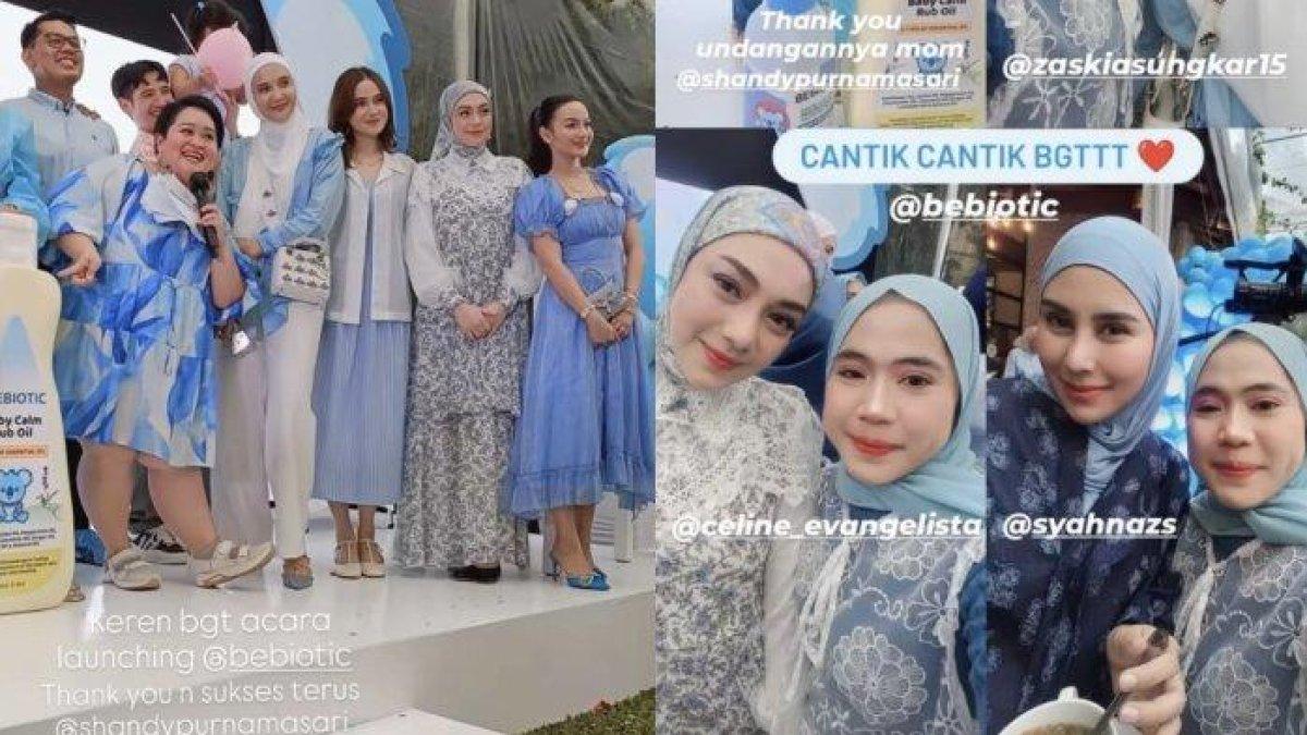 DIPUJI CANTIK - Momen artis Celine Evangelista bertemu rekanan artis lagi setelah hijrah, dicapture (16/5/2025). Janda Stefan William tampil berbusana muslimah dan berhijab.