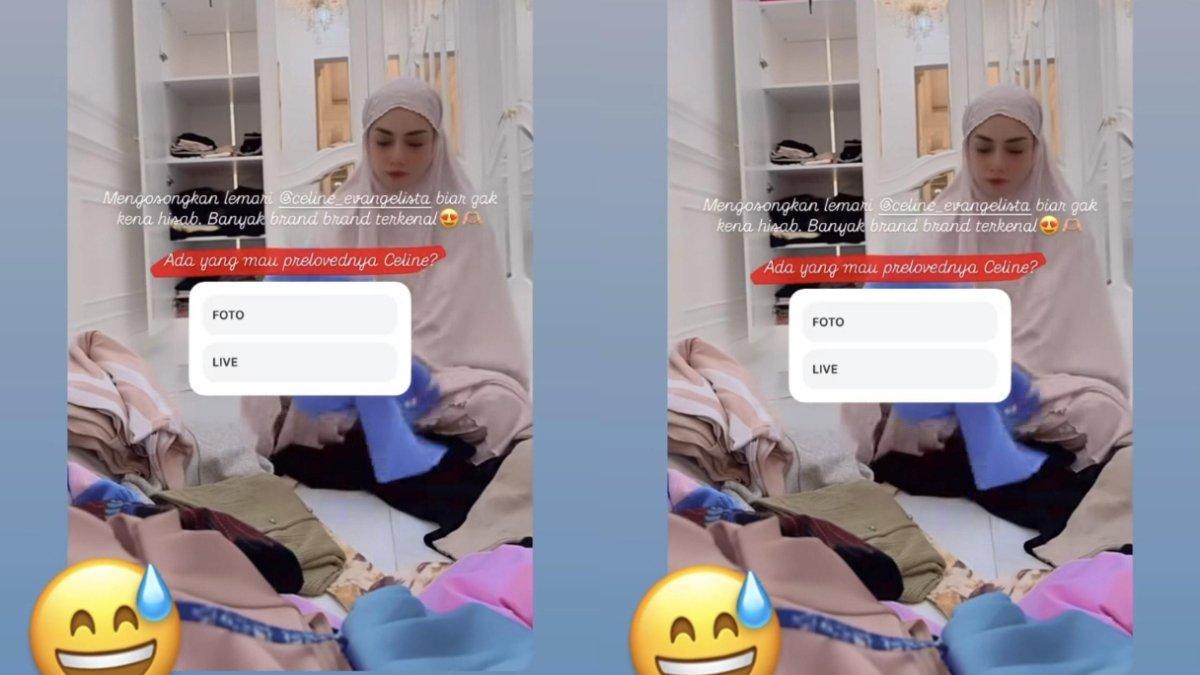CELINE EVANGELISTA JUAL PAKAIAN SEKSI - Celine Evangelista kosongkan lemari pakaian usai berhijrah.