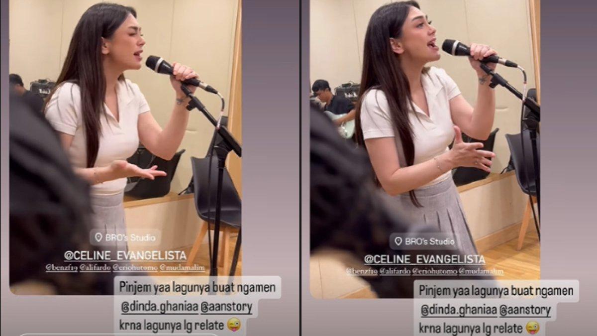 Celine Evangelistamenyanyikan lagu berjudul Pelan Pelan Melupakan milik Dinda Ghania dan Aan Story.