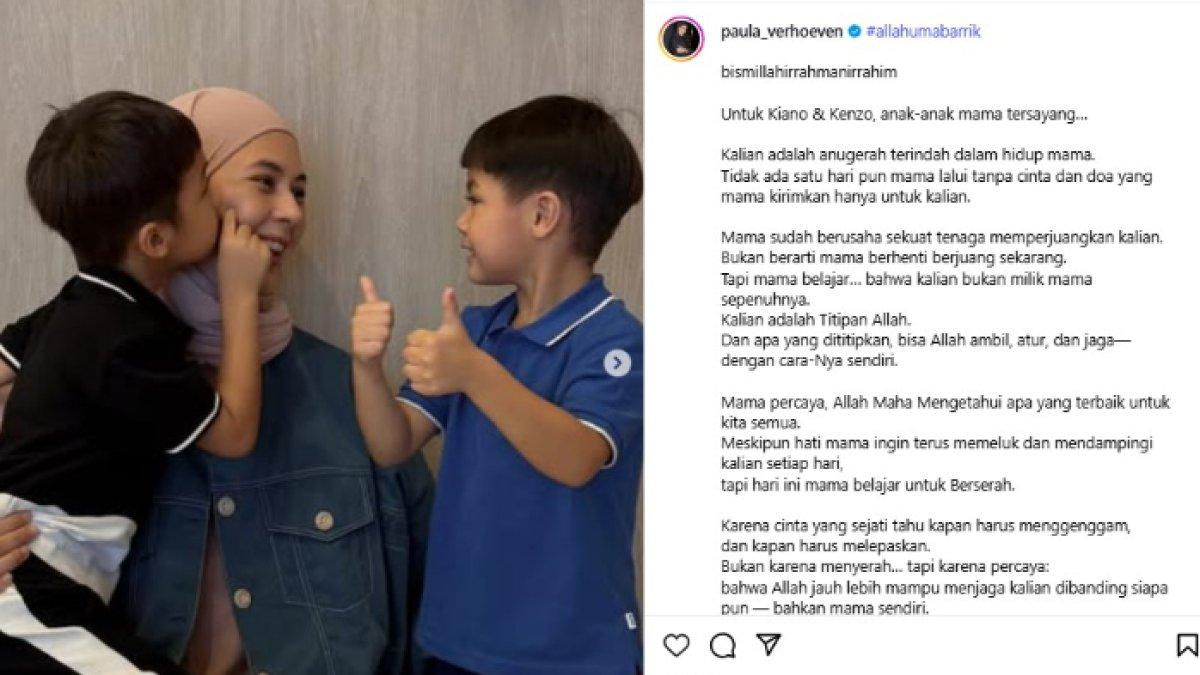 PAULA MERANA - Curhat pilu Paula Verhoeven Pengadilan Agama (PN) Jakarta Selatan telah resmi memutus hak asuh anak jatuh ke tangan Baim Wong.