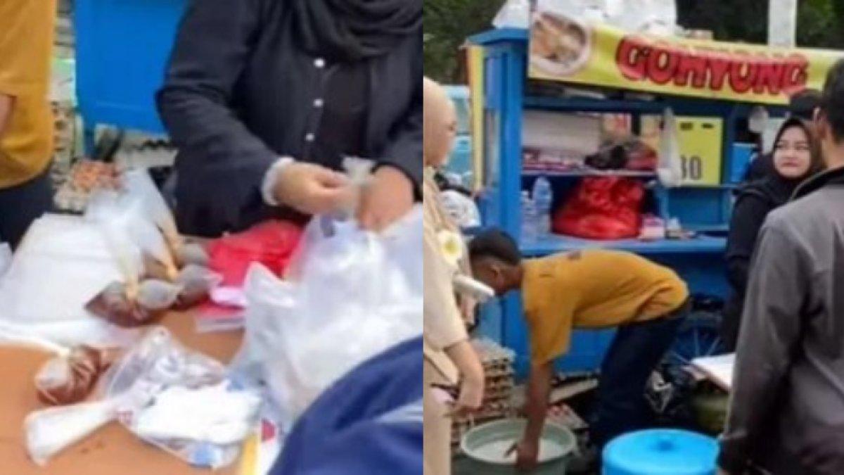 Dalam video tersebut tampak pedagang gohyong tak pernah sepi dari pembeli.
