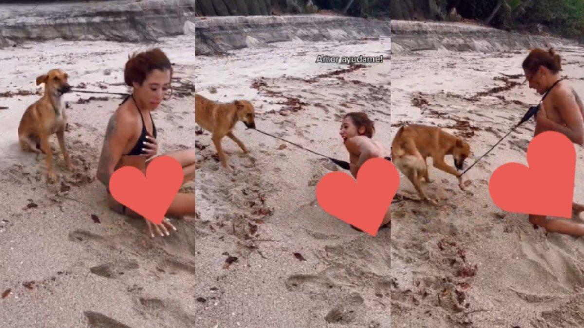 Daniela Henao syok tali branya ditarik anjing