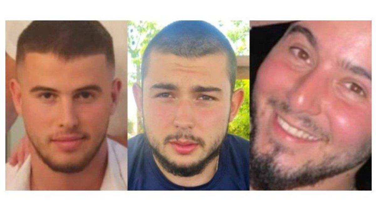 Dari kiri ke kanan: Ron Sherman, Nick Beiser, Elijah Toledano. Mereka adalah tiga sandera Israel yang ditahan oleh Hamas. Jenazah ketiganya ditemukan oleh Israel di Gaza pada Jumat (15/12/2023). Setelah diidentifikasi, Israel memastikan mereka adalah warganya yang disandera oleh Hamas. IDF tidak bisa menemukan penyebab kematian mereka.