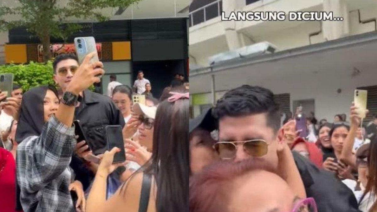 VERRELL DICIUM FANS -  Detik-detik Verrell Bramasta dikerubungi fans di Singapura. Dipeluk hingga dicium ibu-ibu.