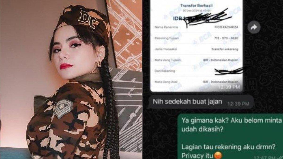 Dinar Candy transfer uang ke Fico Fachriza tanpa diminta.