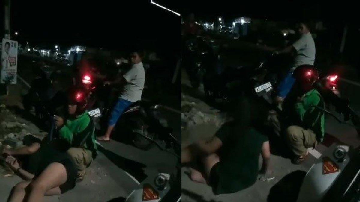 Driver ojol panik penumpangnya tantum, mendadak berguling-guling sambil nangis di jalan