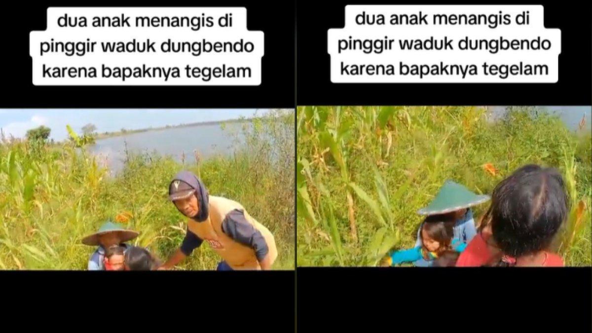 Dua bocah menangis mendapati ayah mereka tenggelam saat berenang