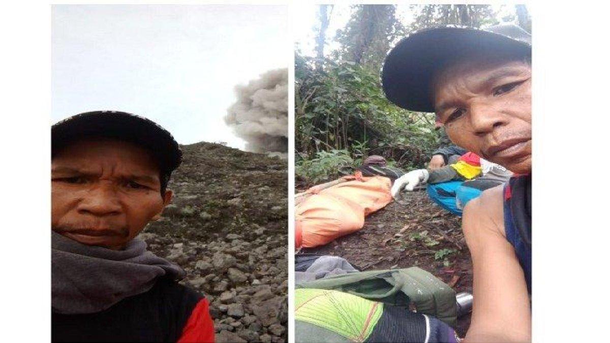 Edi Sutan Marajo yang karib disapa Mak Jo dan 12 warga Batu Palano saat mengevakuasi korban terdampak erupsi Gunung Marapi.