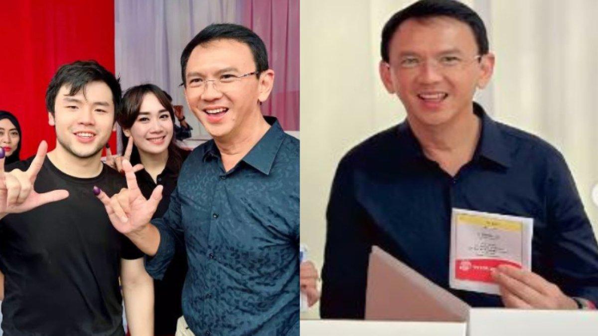 Ekspresi Ahok usai mencoblos bersama istri dan anaknya