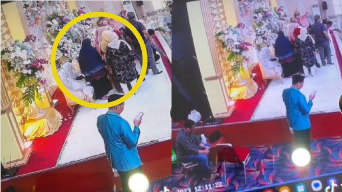 Emak-emak diam-diam curi amplop di pelaminan