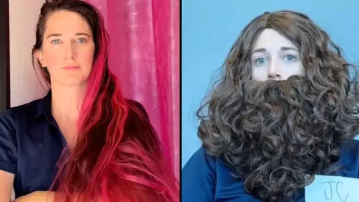 Emily Benschoter, wanita dilarang bekerja dengan rambut pink-nya, lalu dia datang dengan wig jelek.