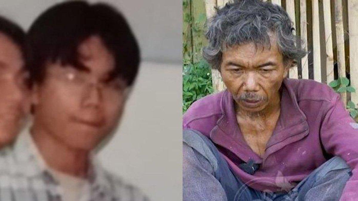 Foto Enuh Nugraha saat masih berkuliah di ITB tahun 1997 dulu, dan kondisinya sekarang yang menggelandang di jalan