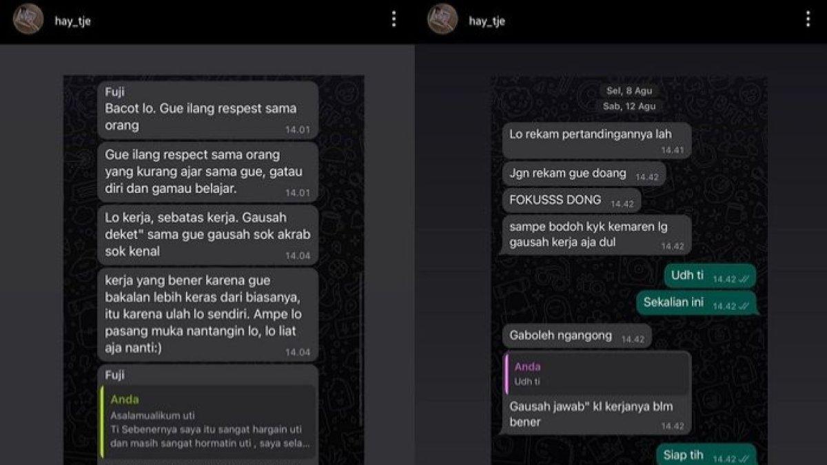 Fuji digunjing mengenai chat kasarnya dengan mantan karyawan