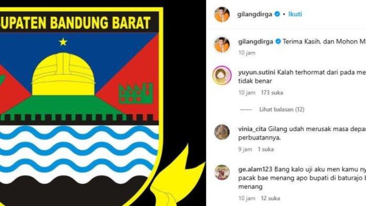Gilang Dirga menuliskan permintaan maaf usai bersaing di Pilkada Bandung Barat.