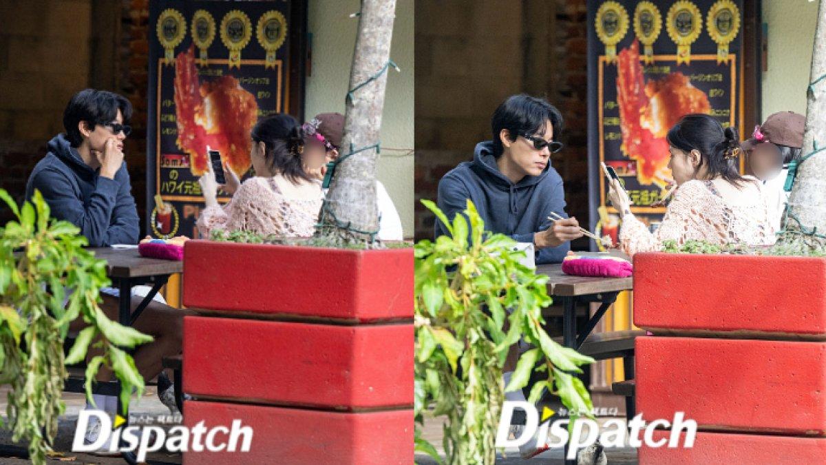 Han So Hee, Ryu Jun Yeol, dan wanita dengan rambut dikepang kemudian sama-sama menyantap makanan