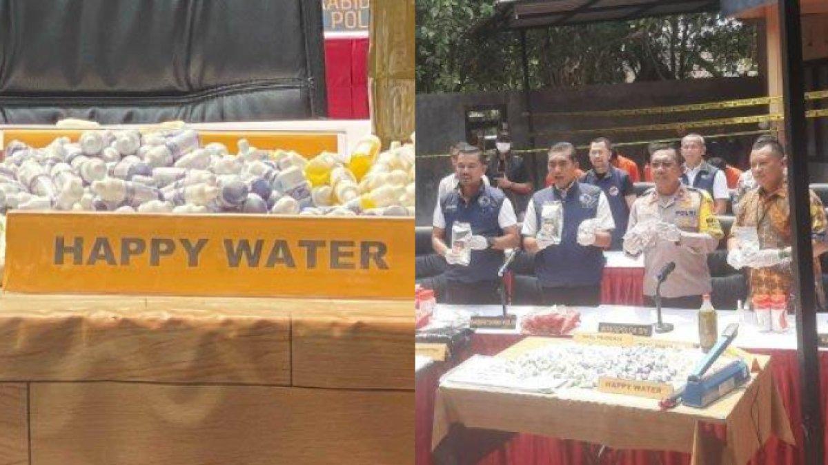 Happy Water menjadi salah satu barang bukti dalam penggerebekan keripik pisang narkoba di Bantul