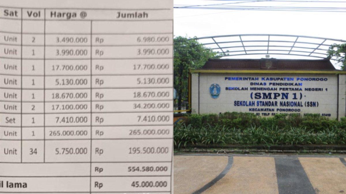 Heboh selebaran berisi rincian permintaan sumbangan SMPN 1 Ponorogo kepada wali murid.