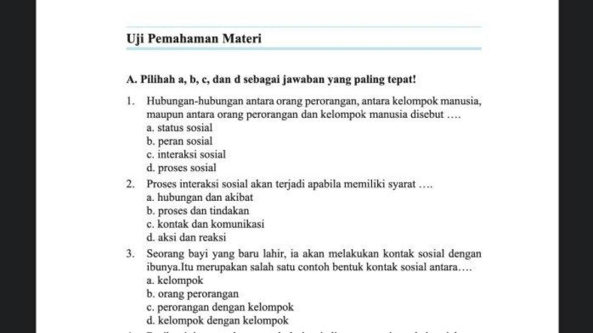 KUNCI JAWABAN IPAS KELAS 7 - Kunci jawaban IPS kelas 7 halaman 121 tentang rangkuman dari bab II, dengan soal pilihan ganda nomor 1 -10