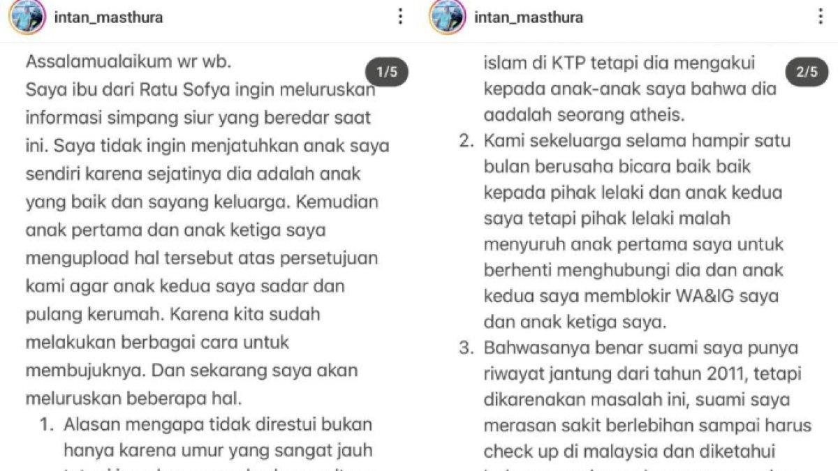 Ibu Ratu Sofya beberkan alasan tak restui putrinya dengan Cornelio Sunny.