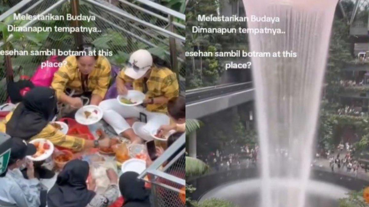 Ibu-ibu sedang melakukan botram atau tradisi makan bersama ala masyarakat Sunda
