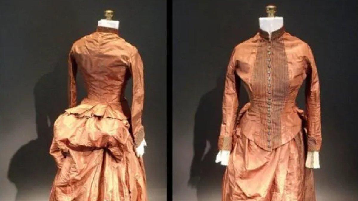 Ilustrasi gaun kuno dengan pesan misterius di kantongnya.