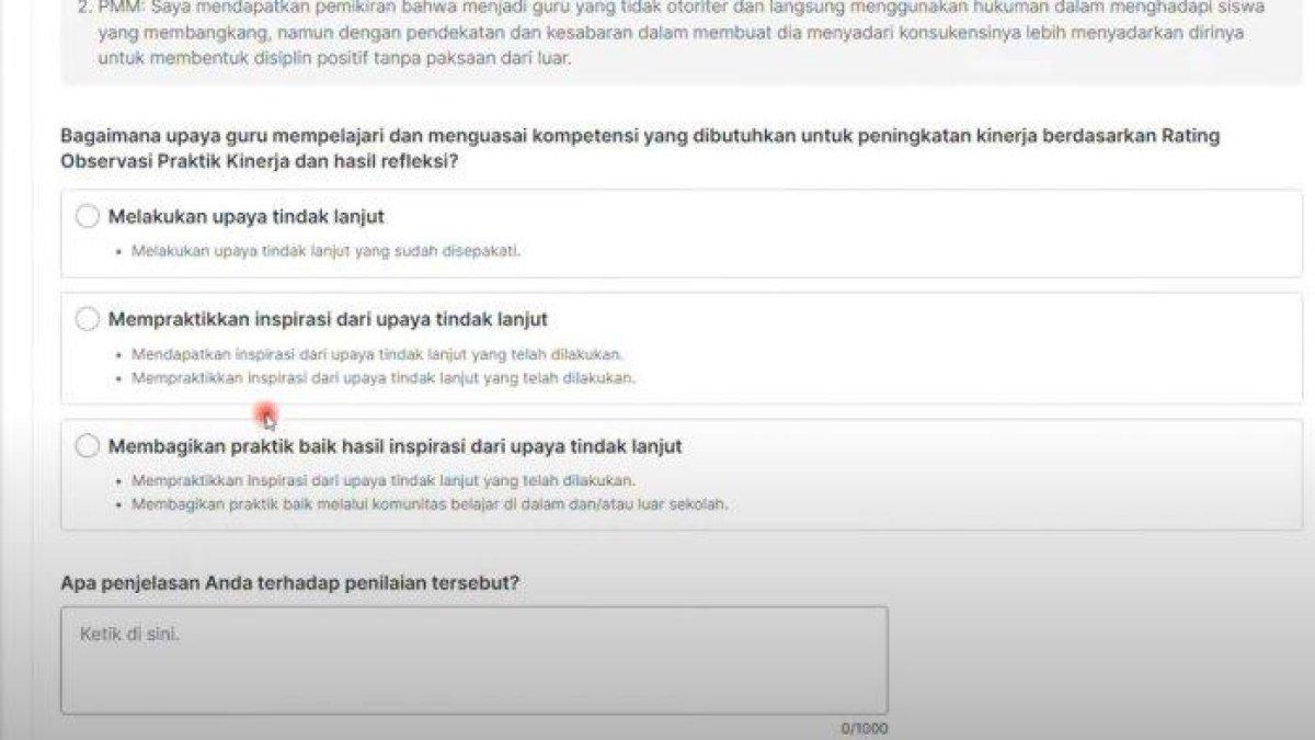 Inilah contoh isi Dokumen Refleksi Tindak Lanjut
