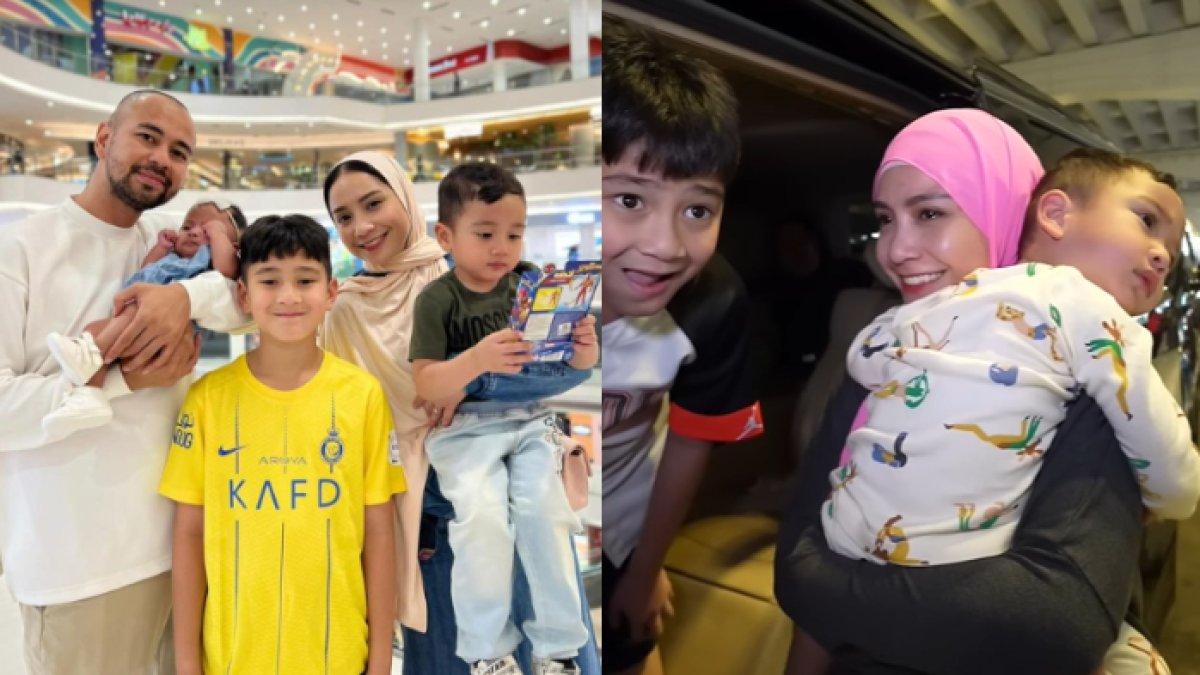 Nagita Slavina dan Raffi Ahmad ajak anak-anak mereka ke mall sepulang ibadah haji.