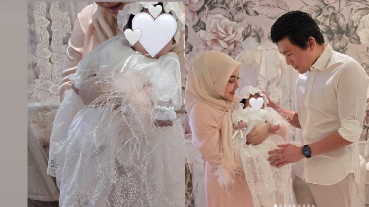 Intip penampilan perdana anak Syahrini dan Reino Barack umur 2 bulan, Princess R pakai gaun bak putri raja.