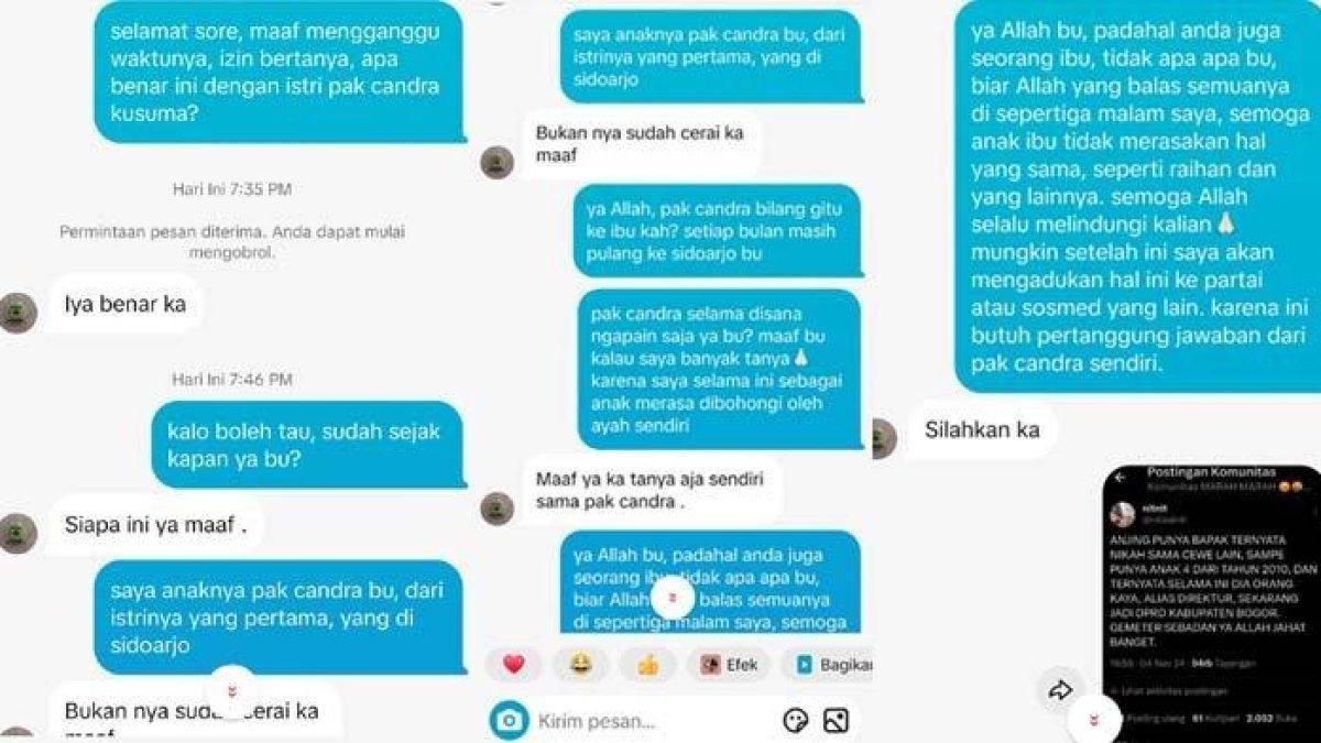 Isi chat Nita saat melabrak Heni, istri muda ayahnya, Candra Kusuma anggota DPRD Kabupaten Bogor